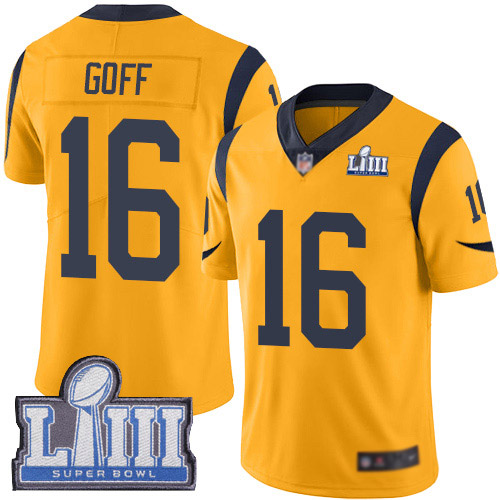 Los Angeles Rams Limited Gold Men Jared Goff Jersey NFL Football 16 Super Bowl LIII Bound Rush Vapor Untouchable